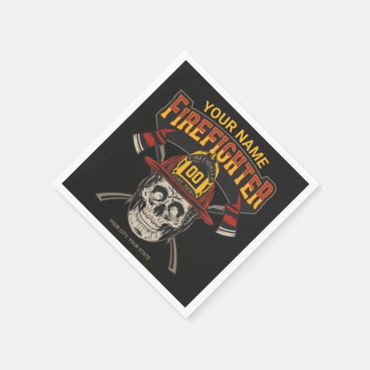 Personalized Fireman Skull Helmet Achse Firefighte Serviette (Ecke)