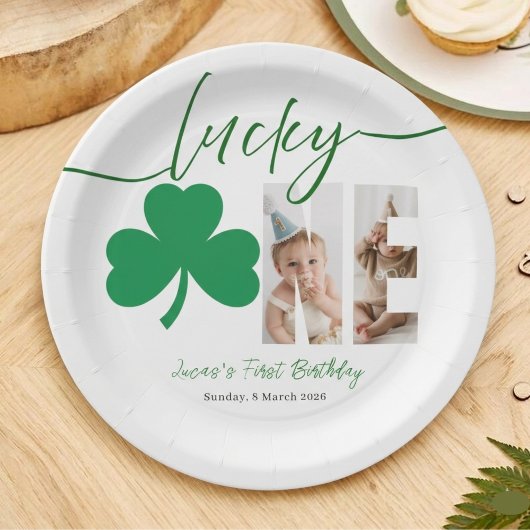 Personalized First Birthday Shamrock Photo Party  Pappteller