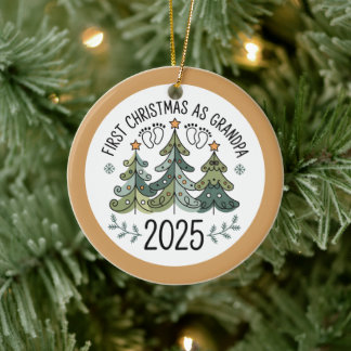 Personalized First Christmas as Grandpa Keramik Ornament