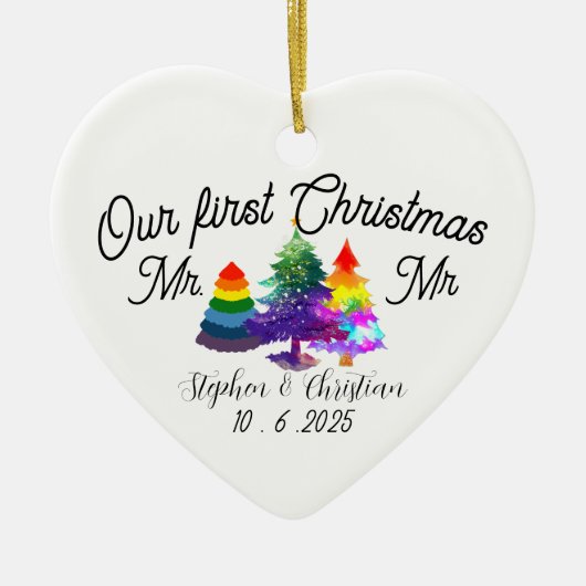Personalized First Christmas As Mrs & Mrs  Keramik Ornament (Vorne)