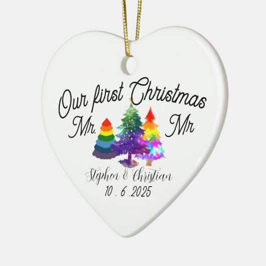 Personalized First Christmas As Mrs & Mrs Keramik Ornament (Links)