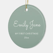 Personalized First Christmas Baby Photo Name Sage Keramik Ornament (Links)