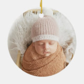 Personalized First Christmas Baby Photo Name Sage Keramik Ornament (Hinten)