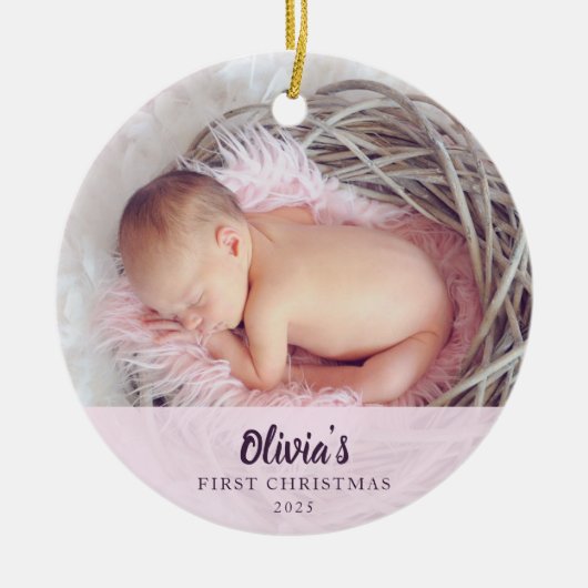 Personalized First Christmas Baby PhotoOrnament Keramik Ornament (Vorne)