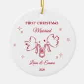 Personalized First Christmas Married Dove Keramik Ornament (Vorne)