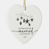 Personalized First Christmas Married Names Keramik Ornament (Rechts)