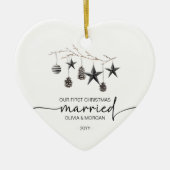 Personalized First Christmas Married Names Keramik Ornament (Vorne)