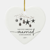 Personalized First Christmas Married Names Keramik Ornament (Hinten)