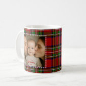 Personalized First Christmas Photo Tartan Kaffeetasse (Vorderseite Links)