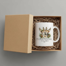 Personalized first Christmas, reindeer, newlyweds Kaffeetasse