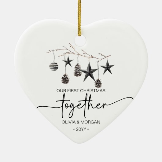 Personalized First Christmas together Names Keramik Ornament (Hinten)