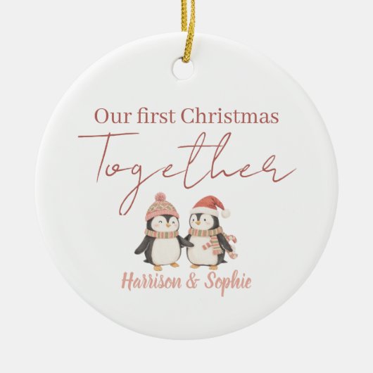 Personalized first Christmas together newlyweds Keramik Ornament (Vorne)