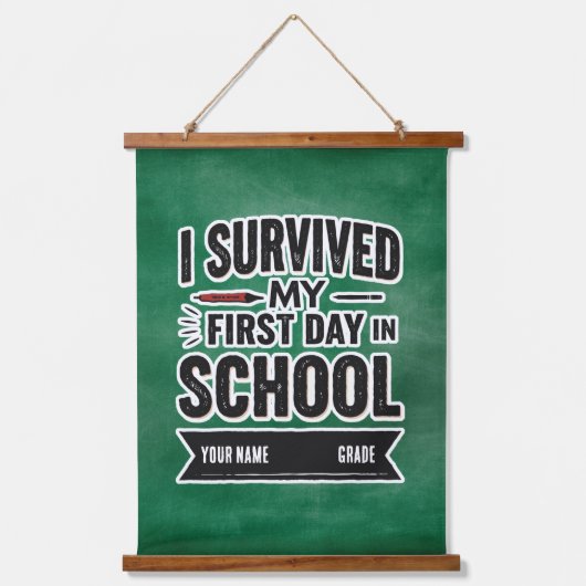 Personalized First Day of School Art Wandteppich Mit Holzrahmen (Vorderseite)