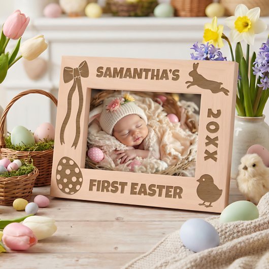 Personalized First Easter-Bunny, Eggs, Chick, Bow Geätzte Rahmen