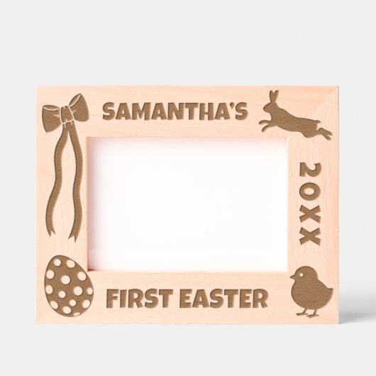 Personalized First Easter-Bunny, Eggs, Chick, Bow Geätzte Rahmen (Vorderseite)