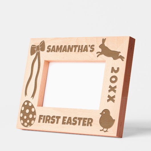 Personalized First Easter-Bunny, Eggs, Chick, Bow Geätzte Rahmen (Links)