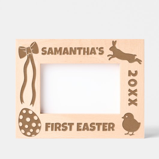 Personalized First Easter-Bunny, Eggs, Chick, Bow Geätzte Rahmen (Vorderseite)