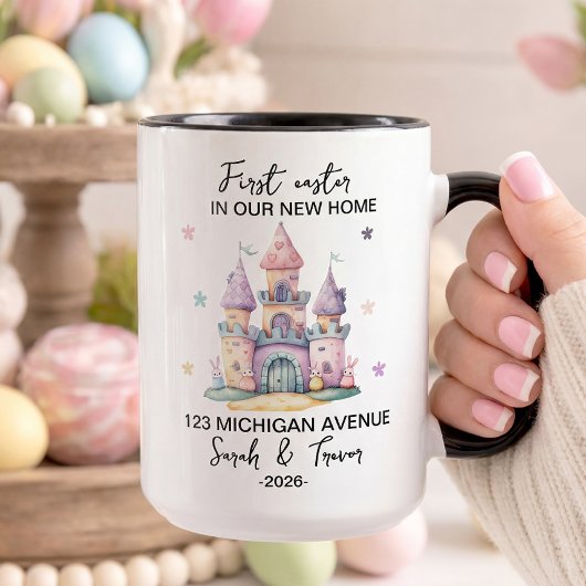 Personalized First Easter in Our New Home Couple Tasse
