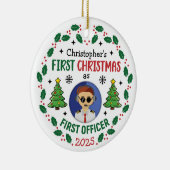 Personalized First Officer Custom Name Christmas Keramik Ornament (Rechts)