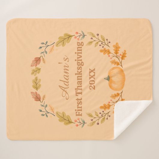 Personalized First Thanksgiving Sherpadecke (Vorderseite (Horizontal))