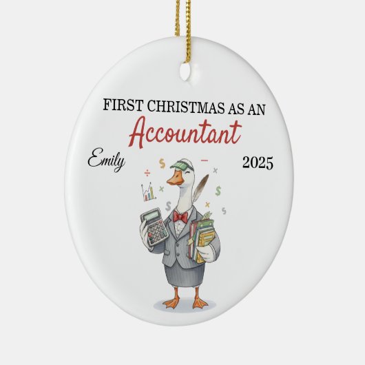 Personalized First Year Accountant silly goose Keramik Ornament (Rechts)