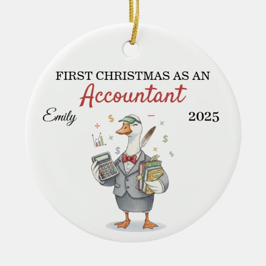 Personalized First Year Accountant silly goose Keramik Ornament (Vorne)