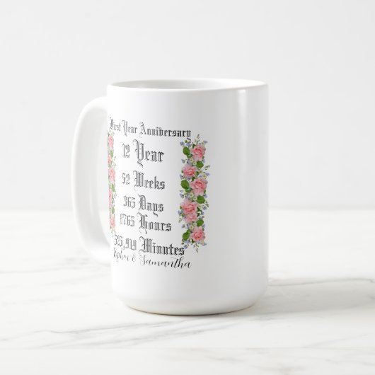 Personalized first year anniversary typography kaffeetasse (Vorderseite Links)