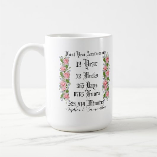 Personalized first  year anniversary typography  kaffeetasse (Links)
