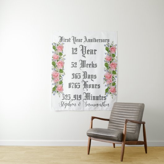 Personalized first  year anniversary typography  wandteppich (Beispiel)