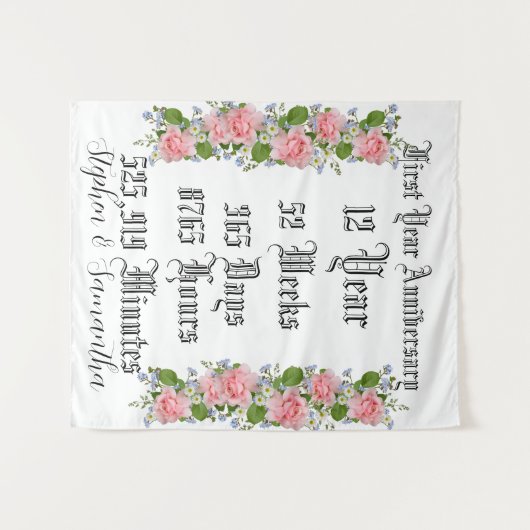 Personalized first  year anniversary typography  wandteppich (Vorderseite (Horizontal))