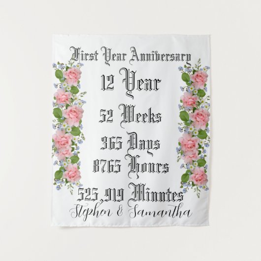 Personalized first  year anniversary typography  wandteppich (Vorderseite)