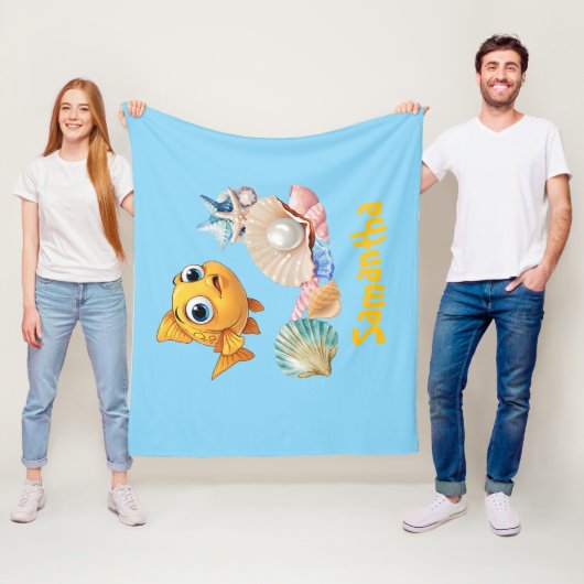 Personalized Fish Blanket | Custom Name Ocean  Fleecedecke (Beispiel)