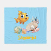 Personalized Fish Blanket | Custom Name Ocean  Fleecedecke (Vorderseite (Horizontal))