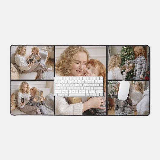 Personalized Five Photo Collage Desk Mat Schreibtischunterlage (Tastatur & Maus)