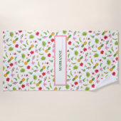 Personalized Flamingo Tropics Coastal Seaside Strandtuch (Vorderseite)