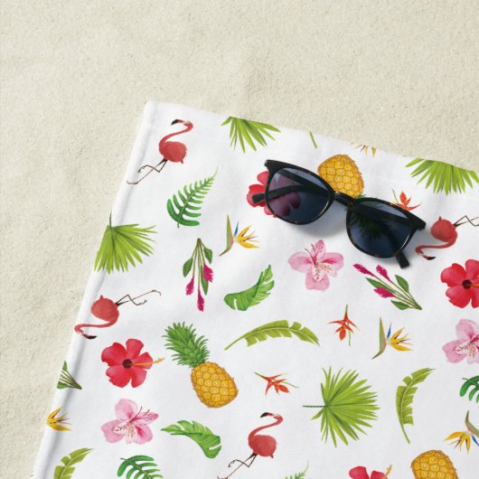 Personalized Flamingo Tropics Coastal Seaside Strandtuch (Beispiel)