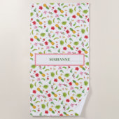 Personalized Flamingo Tropics Coastal Seaside Strandtuch (Vorderseite)