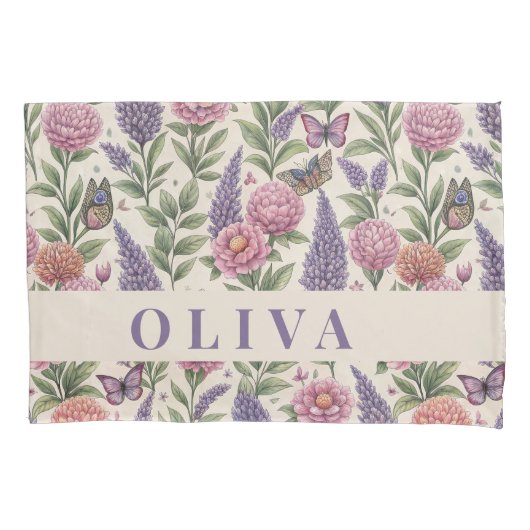 Personalized Floral and Botanical Pillow Case Kissenbezug (Vorderseite)