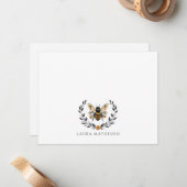 Personalized Floral Bee Laurel Mitteilungskarte (Vorderseite/Rückseite Beispiel)