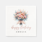 Personalized Floral Birthday Napkins Custom Name Serviette (Vorderseite)