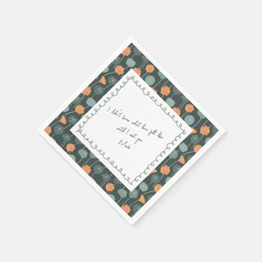 Personalized Floral Border Love Note Napkin Serviette (Ecke)