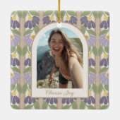 Personalized Floral Ceramic Photo Ornament  (Rückseite)