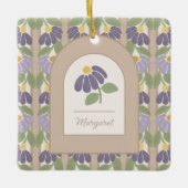 Personalized Floral Ceramic Photo Ornament (Vorderseite)