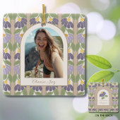 Personalized Floral Ceramic Photo Ornament 