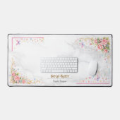 Personalized Floral Desk Mat - Elegant Workspace Schreibtischunterlage (Tastatur & Maus)