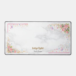 Personalized Floral Desk Mat - Elegant Workspace  Schreibtischunterlage