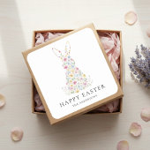 Personalized Floral Easter Bunny | Custom  Quadratischer Aufkleber