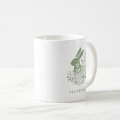 Personalized Floral Easter Bunny Kaffeetasse (VorderseiteRechts)