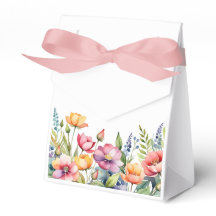 Personalized Floral Favor Box with Ribbon