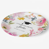 Personalized Floral Graduation Party Decor Pappteller (Schrägansicht)